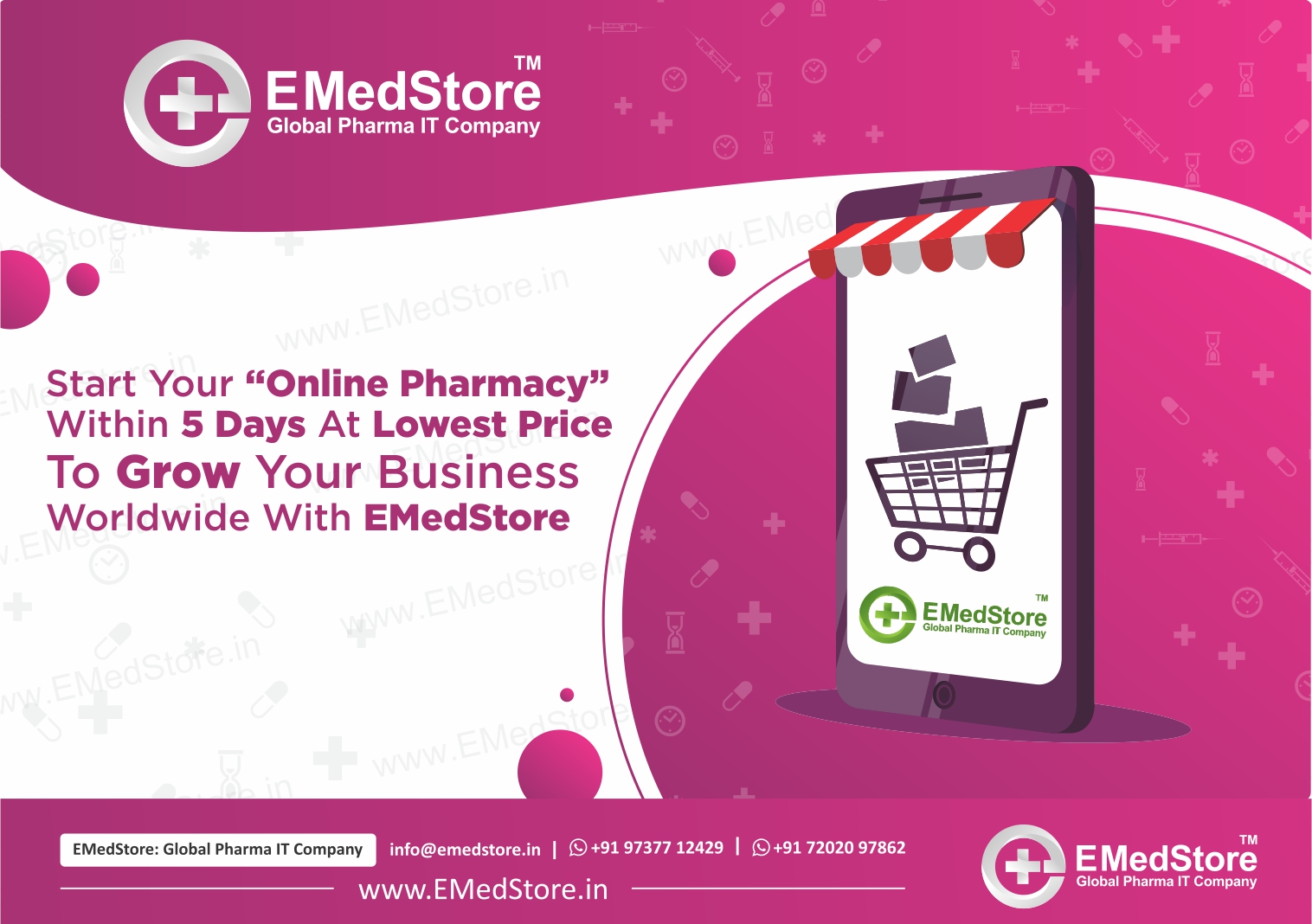 Start your own Online Pharmacy like Pharmeasy UK pharmacy Canadian pharmacy CVS etc. within 5 days at best price with EMedStore
